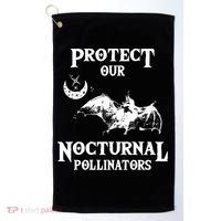 Protect Our Nocturnal Pollinators Gift Bat With Moon Art Cool Gift Golf Towel thumb 0