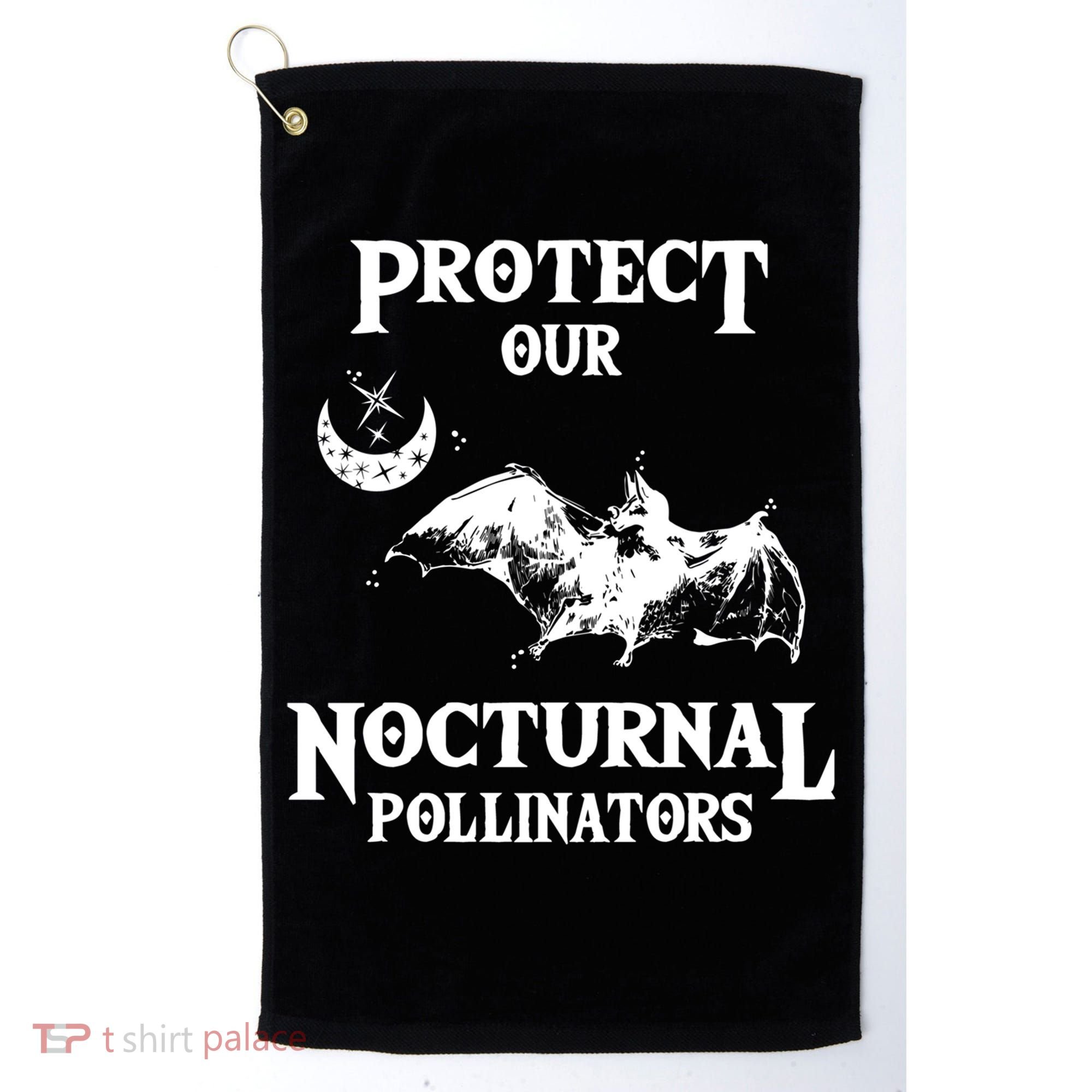 Protect Our Nocturnal Pollinators Gift Bat With Moon Art Cool Gift Golf Towel