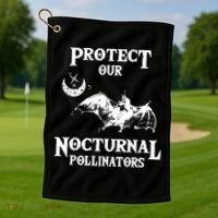 Protect Our Nocturnal Pollinators Gift Bat With Moon Art Cool Gift Golf Towel thumb 1