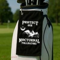 Protect Our Nocturnal Pollinators Gift Bat With Moon Art Cool Gift Golf Towel thumb 2