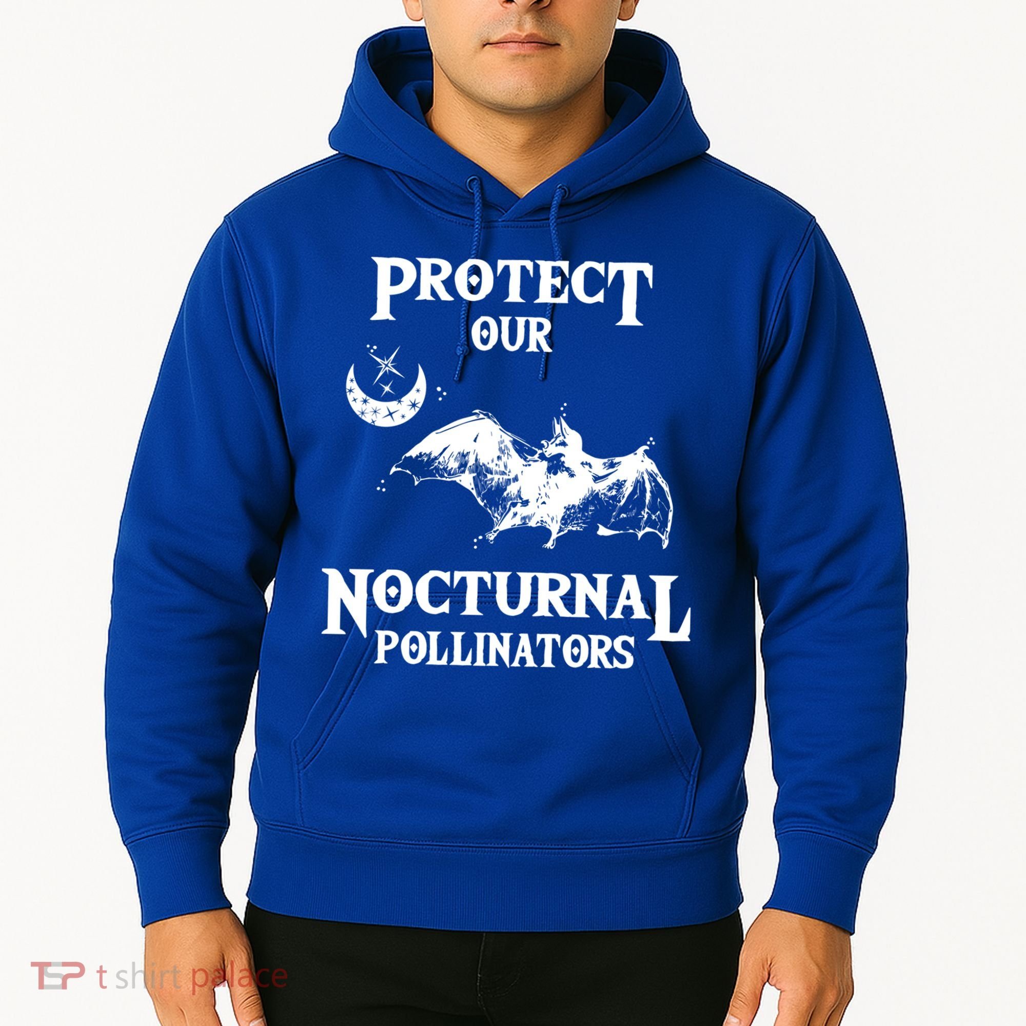 Protect Our Nocturnal Pollinators Gift Bat With Moon Art Cool Gift Hoodie