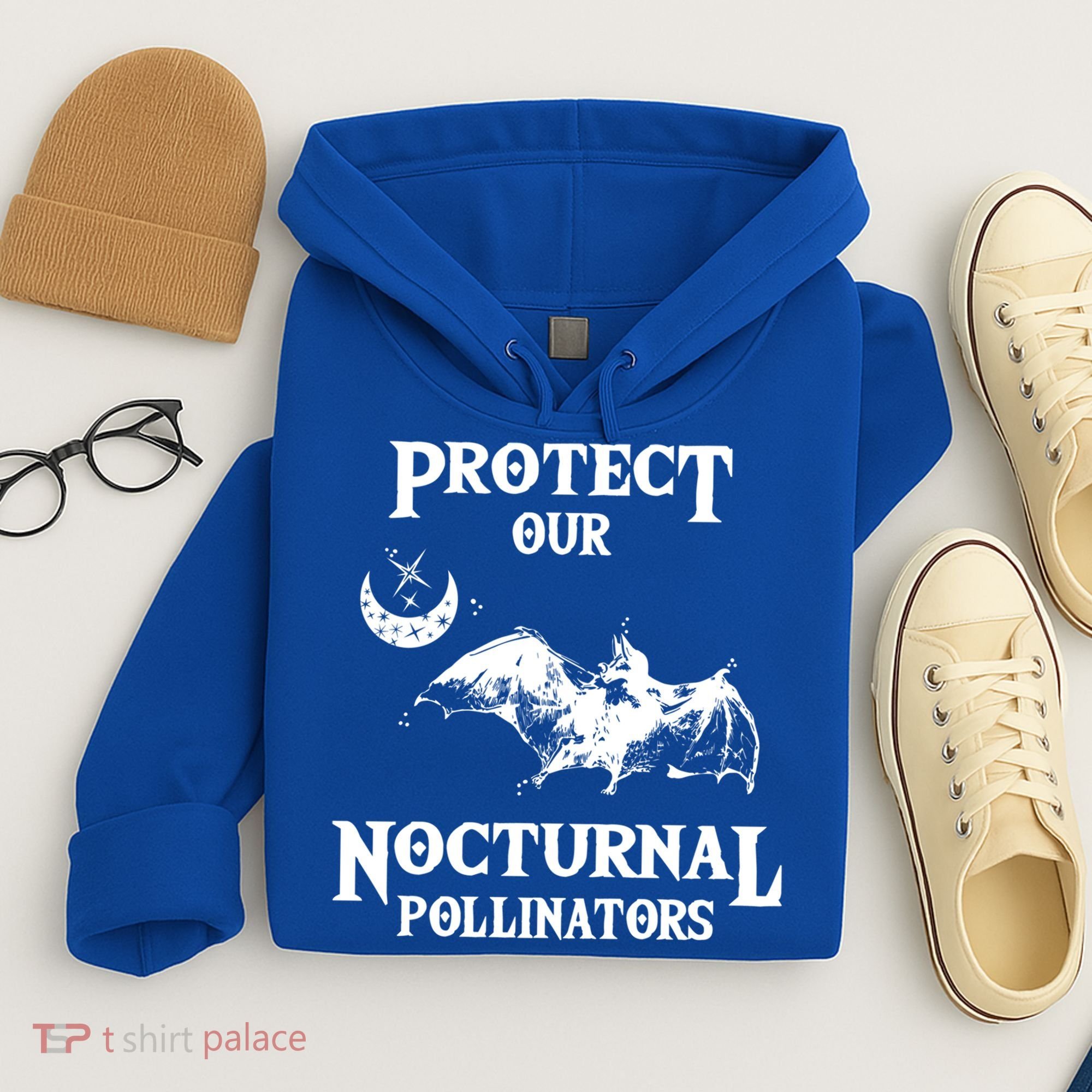 Protect Our Nocturnal Pollinators Gift Bat With Moon Art Cool Gift Hoodie
