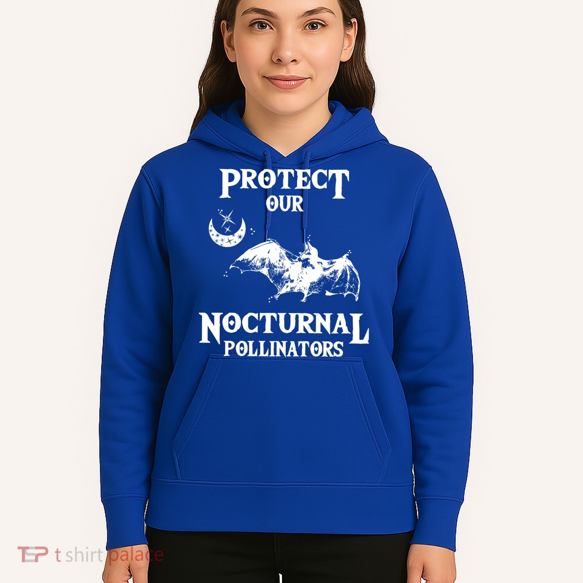Protect Our Nocturnal Pollinators Gift Bat With Moon Art Cool Gift Hoodie