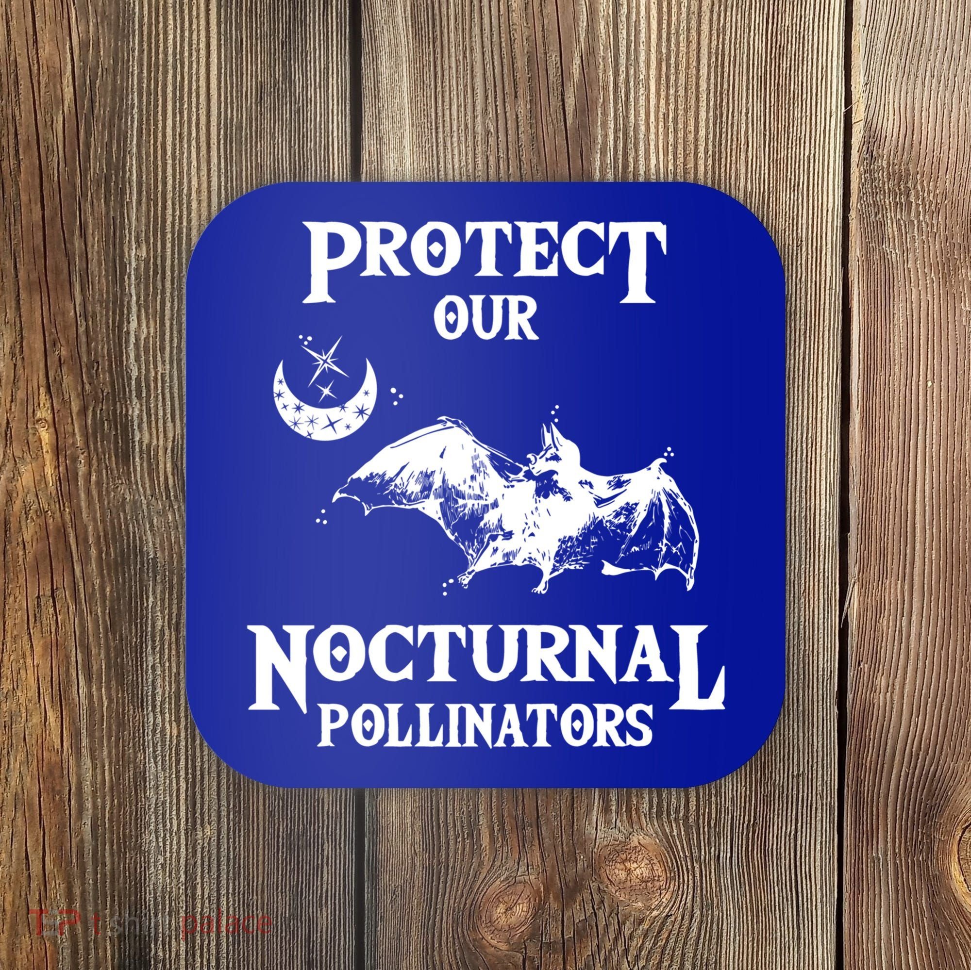 Protect Our Nocturnal Pollinators Gift Bat With Moon Art Cool Gift Coaster
