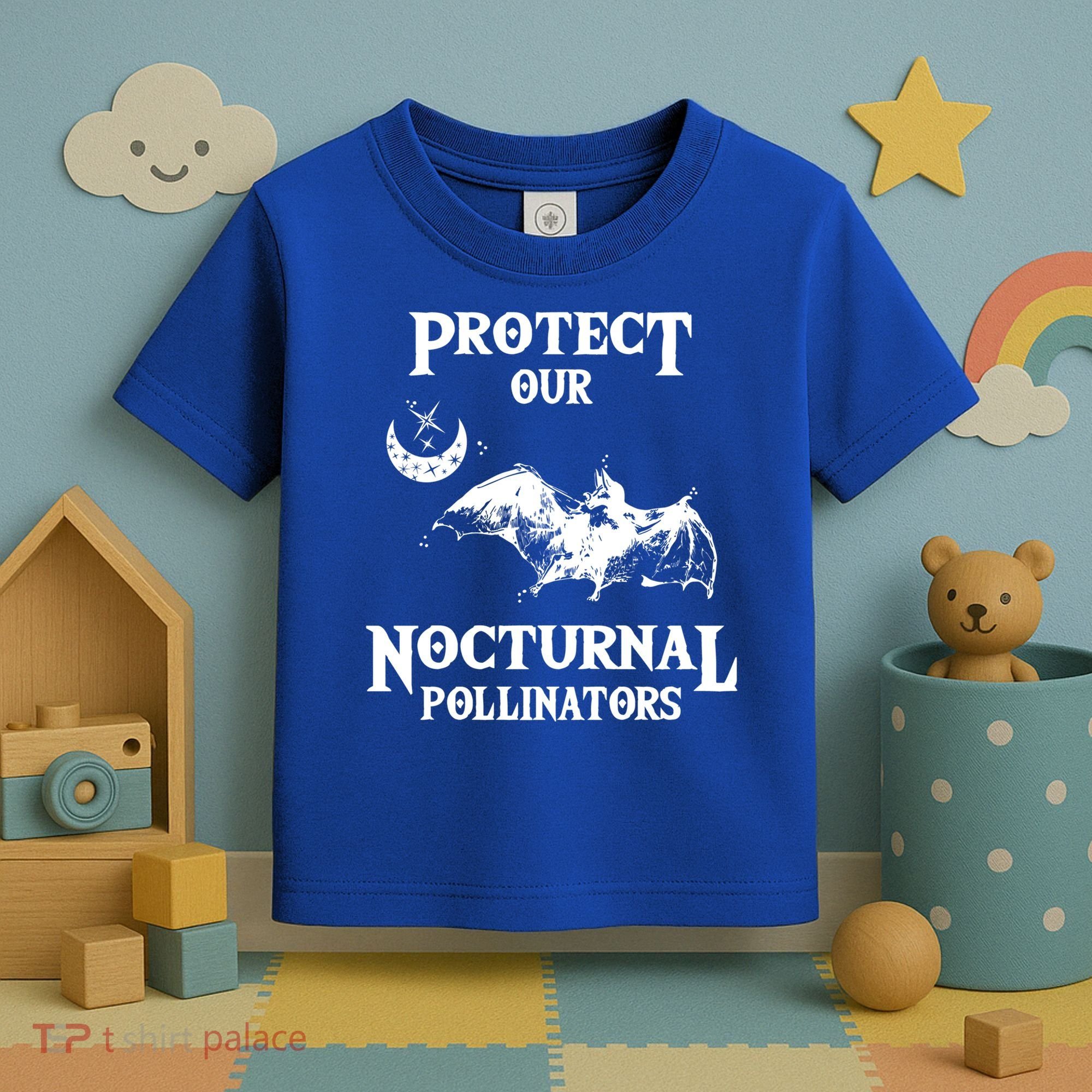 Protect Our Nocturnal Pollinators Gift Bat With Moon Art Cool Gift Toddler T-Shirt