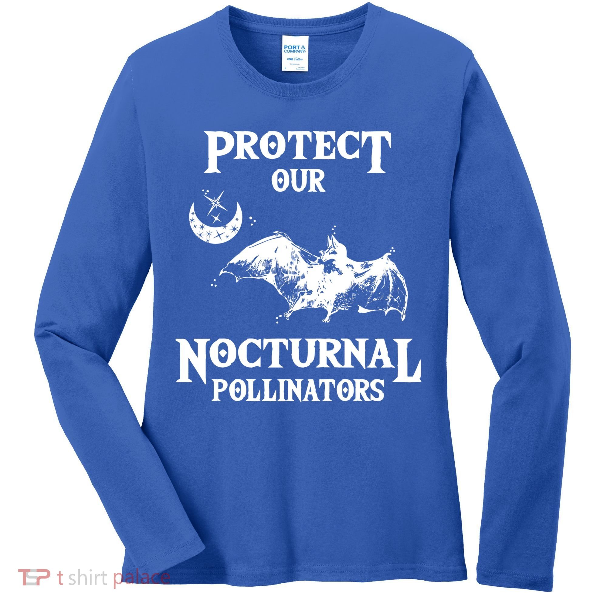 Protect Our Nocturnal Pollinators Gift Bat With Moon Art Cool Gift Women's Long Sleeve Shirt