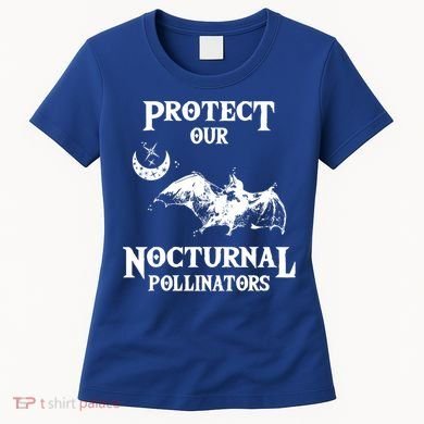 Protect Our Nocturnal Pollinators Gift Bat With Moon Art Cool Gift Women's T-Shirt