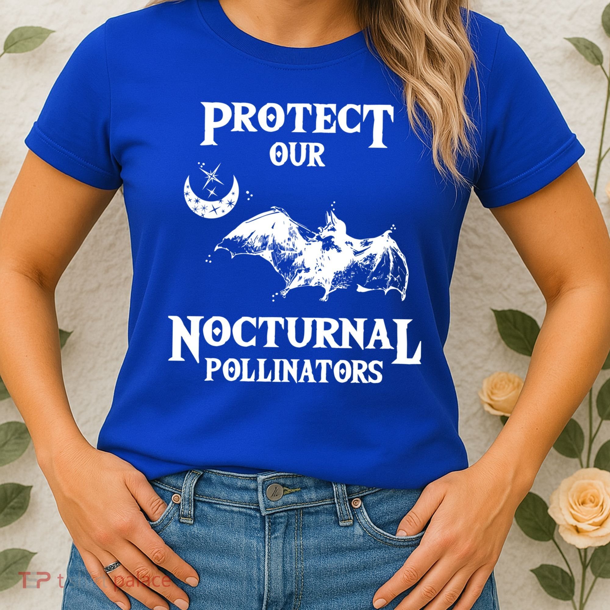 Protect Our Nocturnal Pollinators Gift Bat With Moon Art Cool Gift Women's T-Shirt