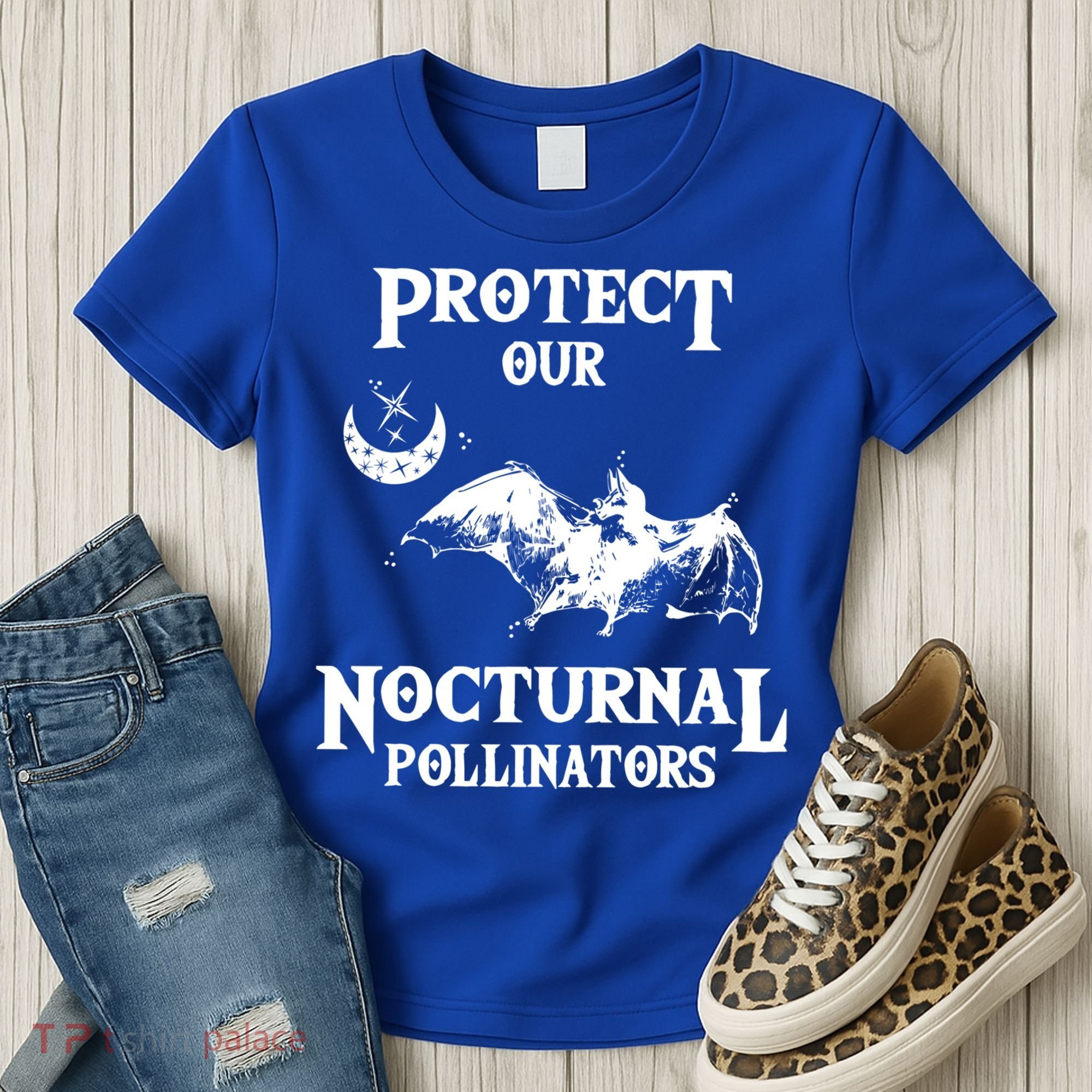 Protect Our Nocturnal Pollinators Gift Bat With Moon Art Cool Gift Women's T-Shirt