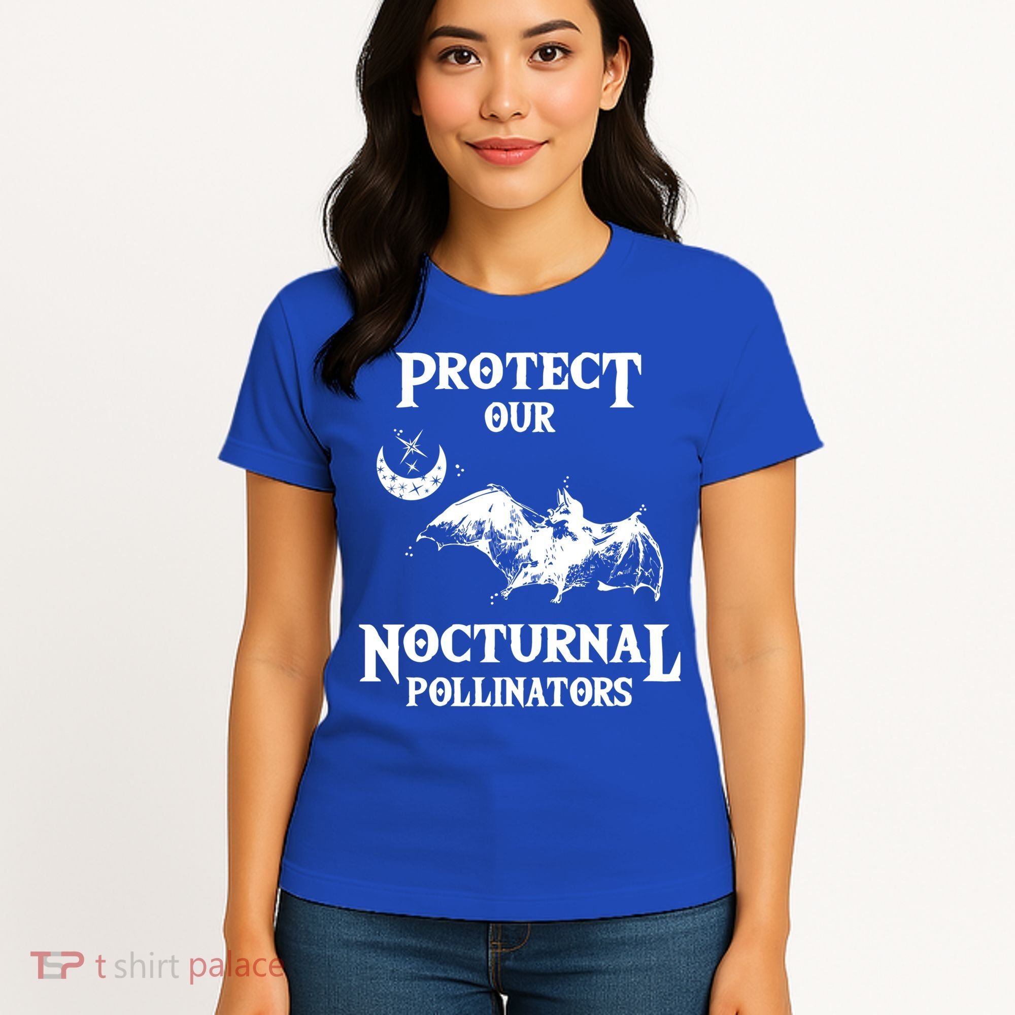 Protect Our Nocturnal Pollinators Gift Bat With Moon Art Cool Gift Women's T-Shirt