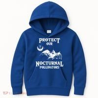 Protect Our Nocturnal Pollinators Gift Bat With Moon Art Cool Gift Kids Hoodie thumb 0