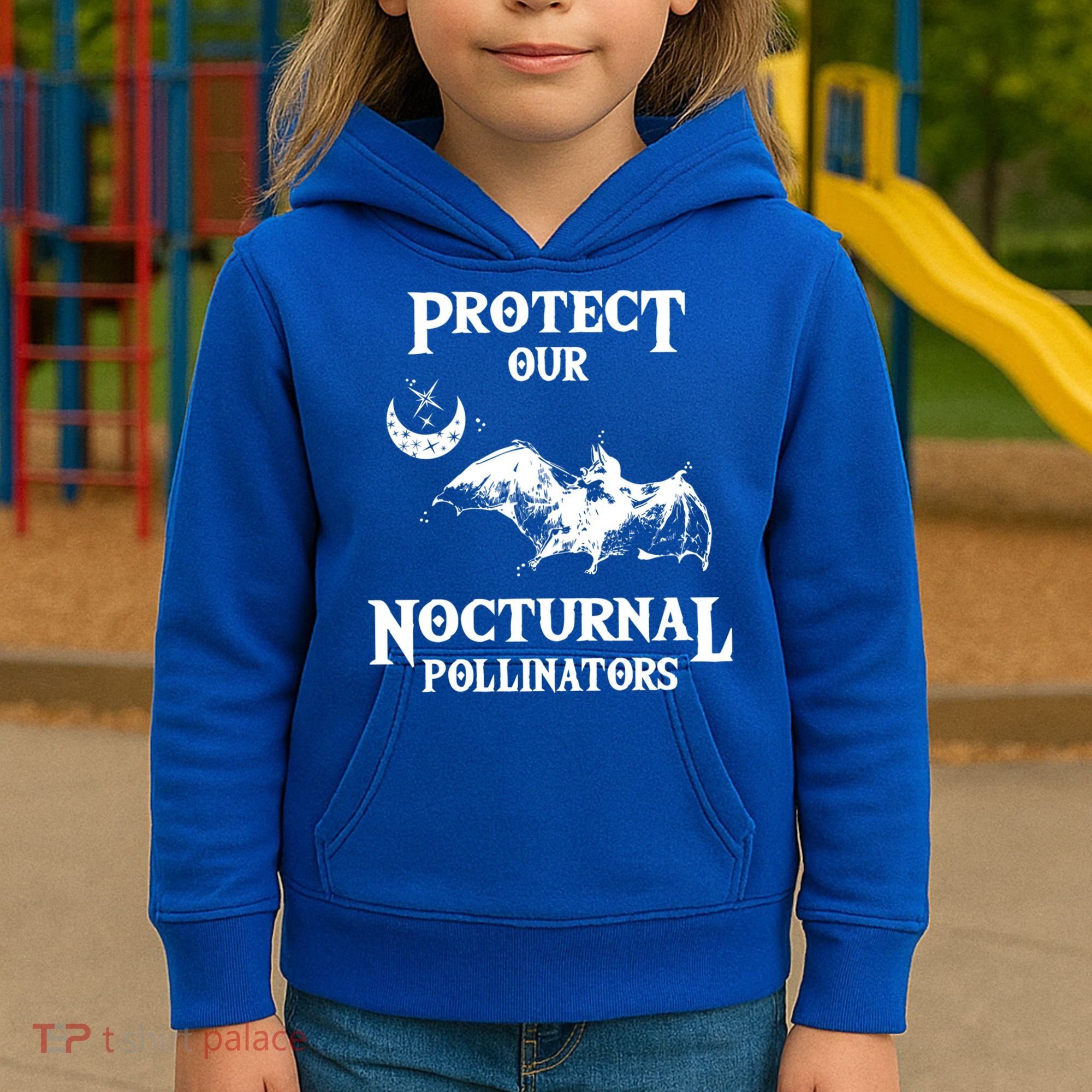 Protect Our Nocturnal Pollinators Gift Bat With Moon Art Cool Gift Kids Hoodie