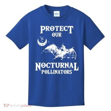 Protect Our Nocturnal Pollinators Gift Bat With Moon Art Cool Gift Kids T-Shirt