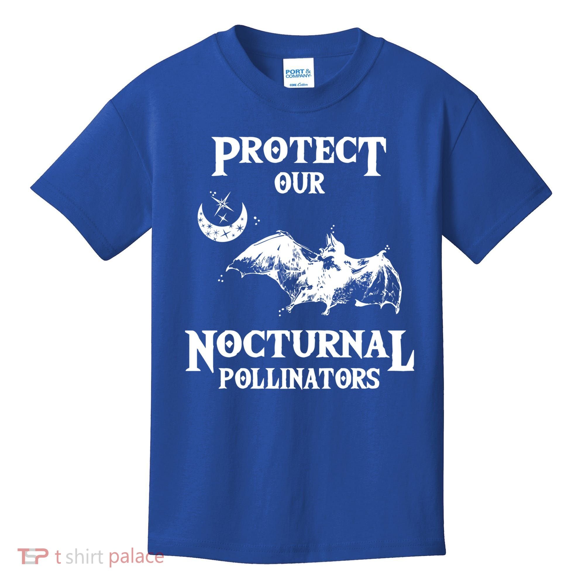 Protect Our Nocturnal Pollinators Gift Bat With Moon Art Cool Gift Kids T-Shirt