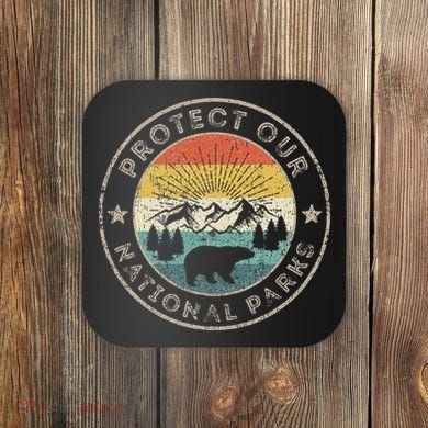 Protect Our National Parks Retro Hiking Coaster