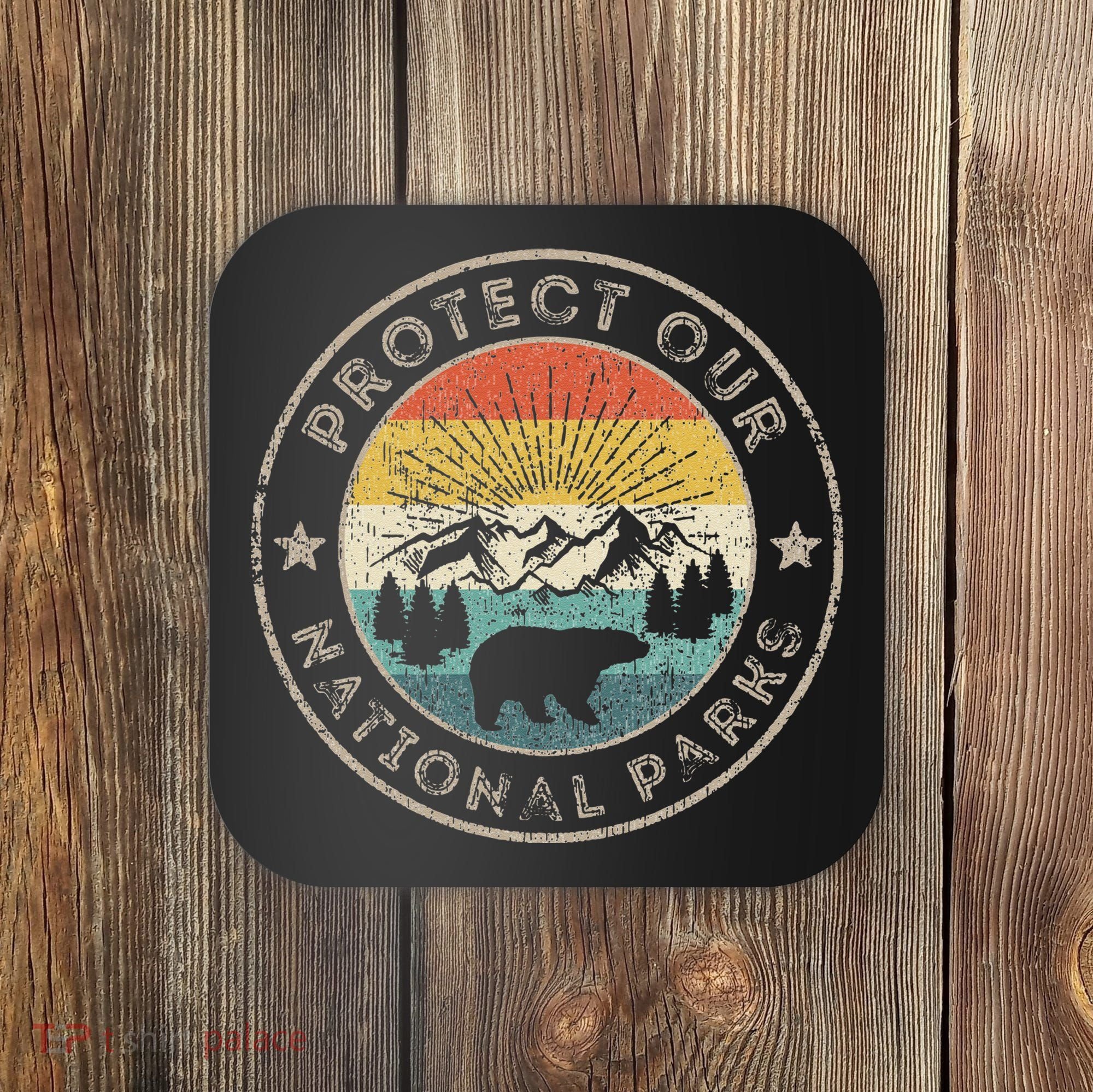 Protect Our National Parks Retro Hiking Coaster