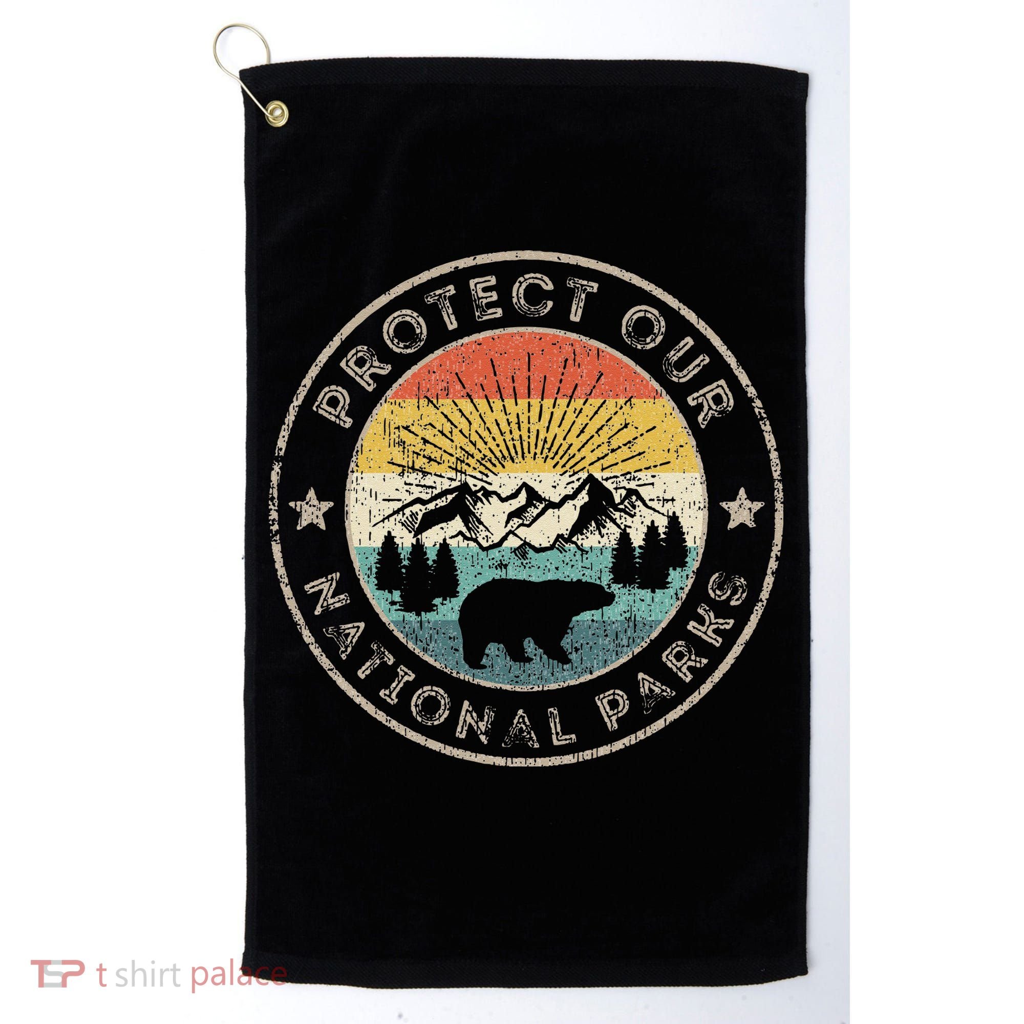 Protect Our National Parks Retro Hiking Golf Towel
