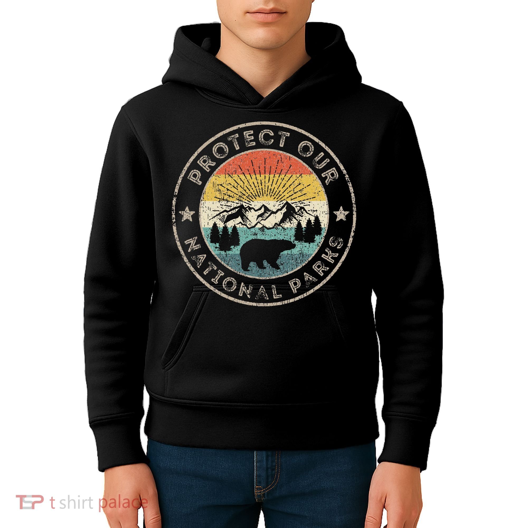 Protect Our National Parks Retro Hiking Kids Hoodie