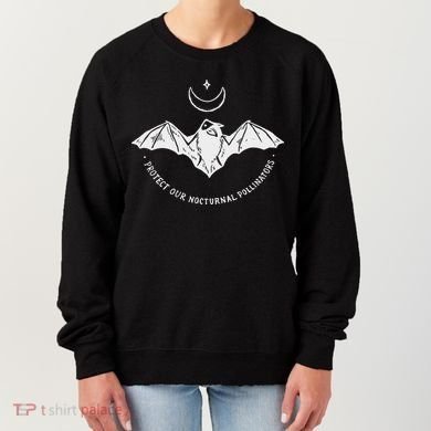 Protect Our Nocturnal Polalinators Bat With Moon Halloween Women's Sweatshirt