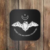 Protect Our Nocturnal Polalinators Bat With Moon Halloween Coaster thumb 0