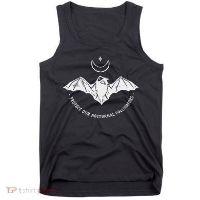 Protect Our Nocturnal Polalinators Bat With Moon Halloween Tank Top