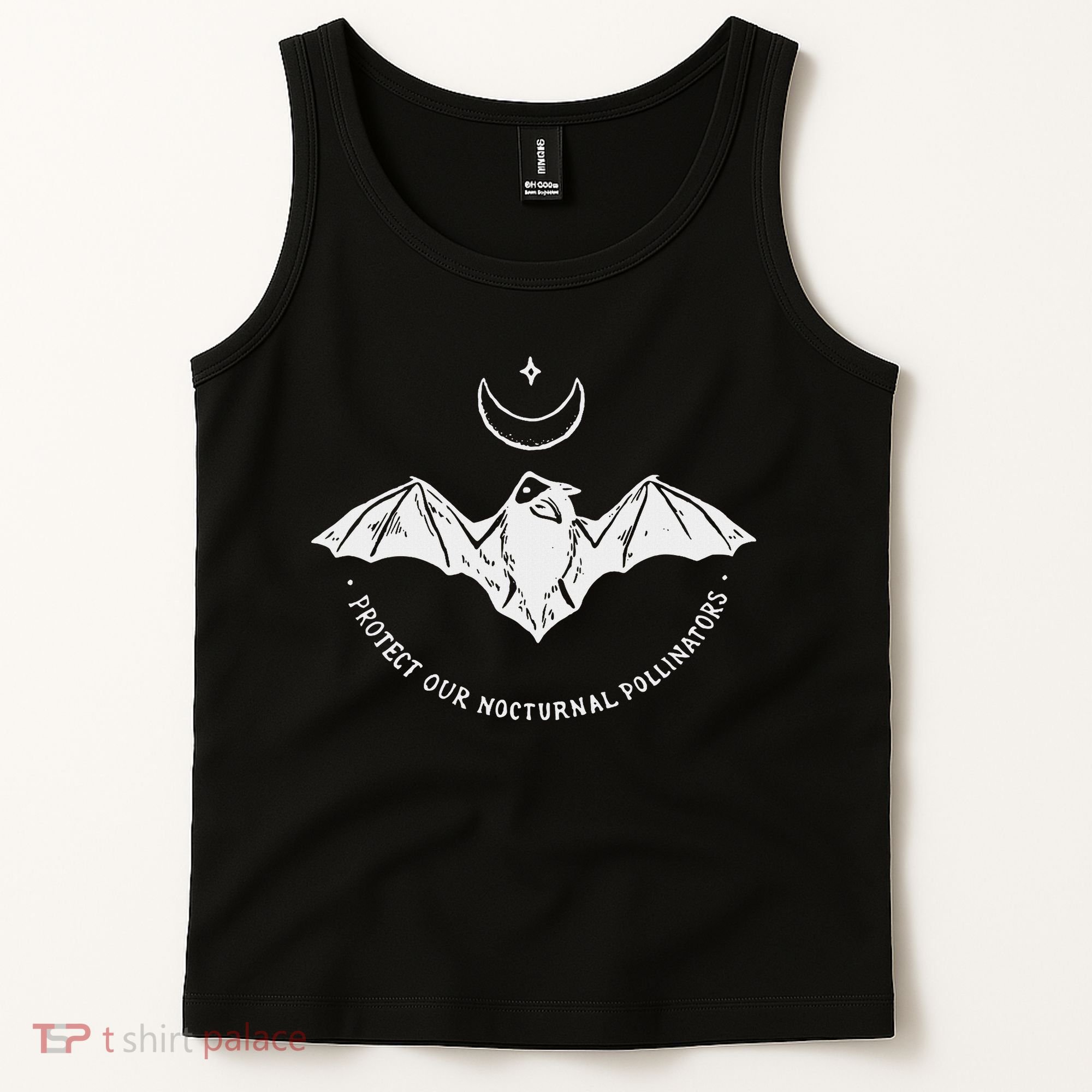 Protect Our Nocturnal Polalinators Bat With Moon Halloween Tank Top