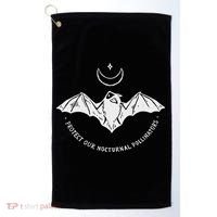 Protect Our Nocturnal Polalinators Bat With Moon Halloween Golf Towel thumb 0