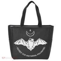 Protect Our Nocturnal Polalinators Bat With Moon Halloween Tote Bag thumb 0