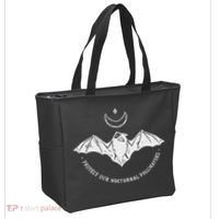 Protect Our Nocturnal Polalinators Bat With Moon Halloween Tote Bag thumb 2