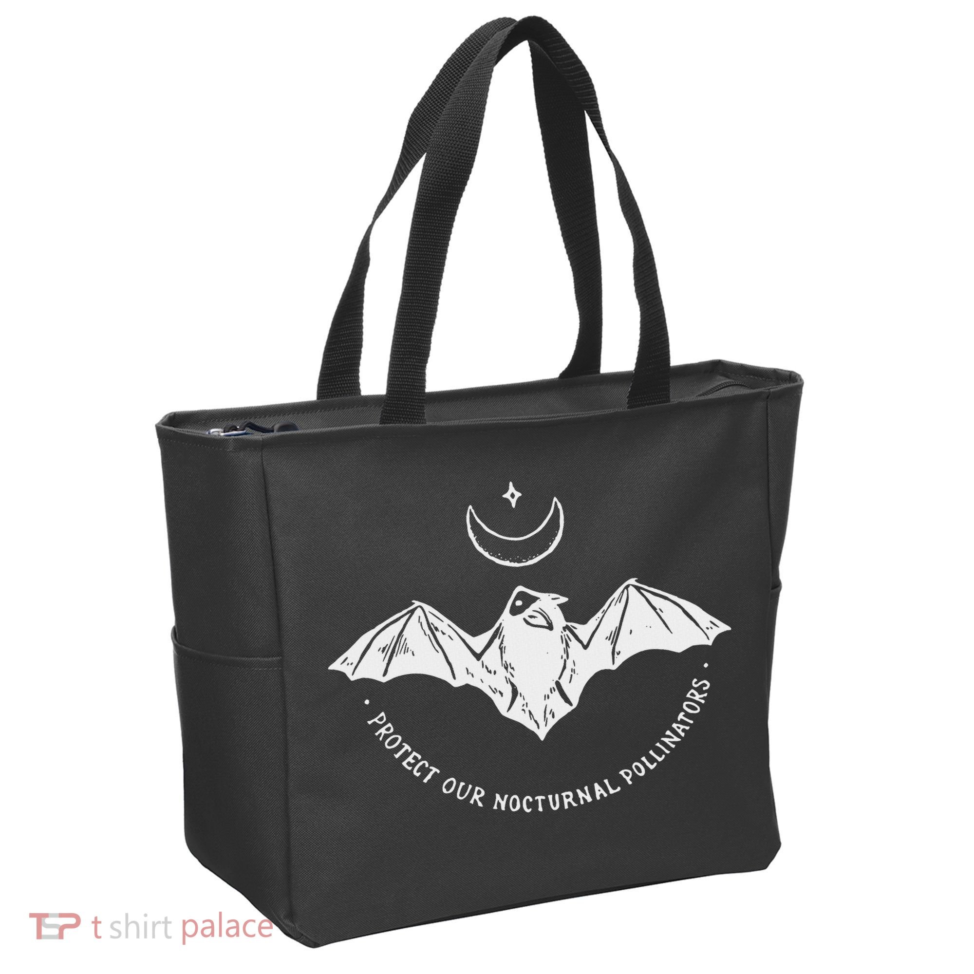 Protect Our Nocturnal Polalinators Bat With Moon Halloween Tote Bag