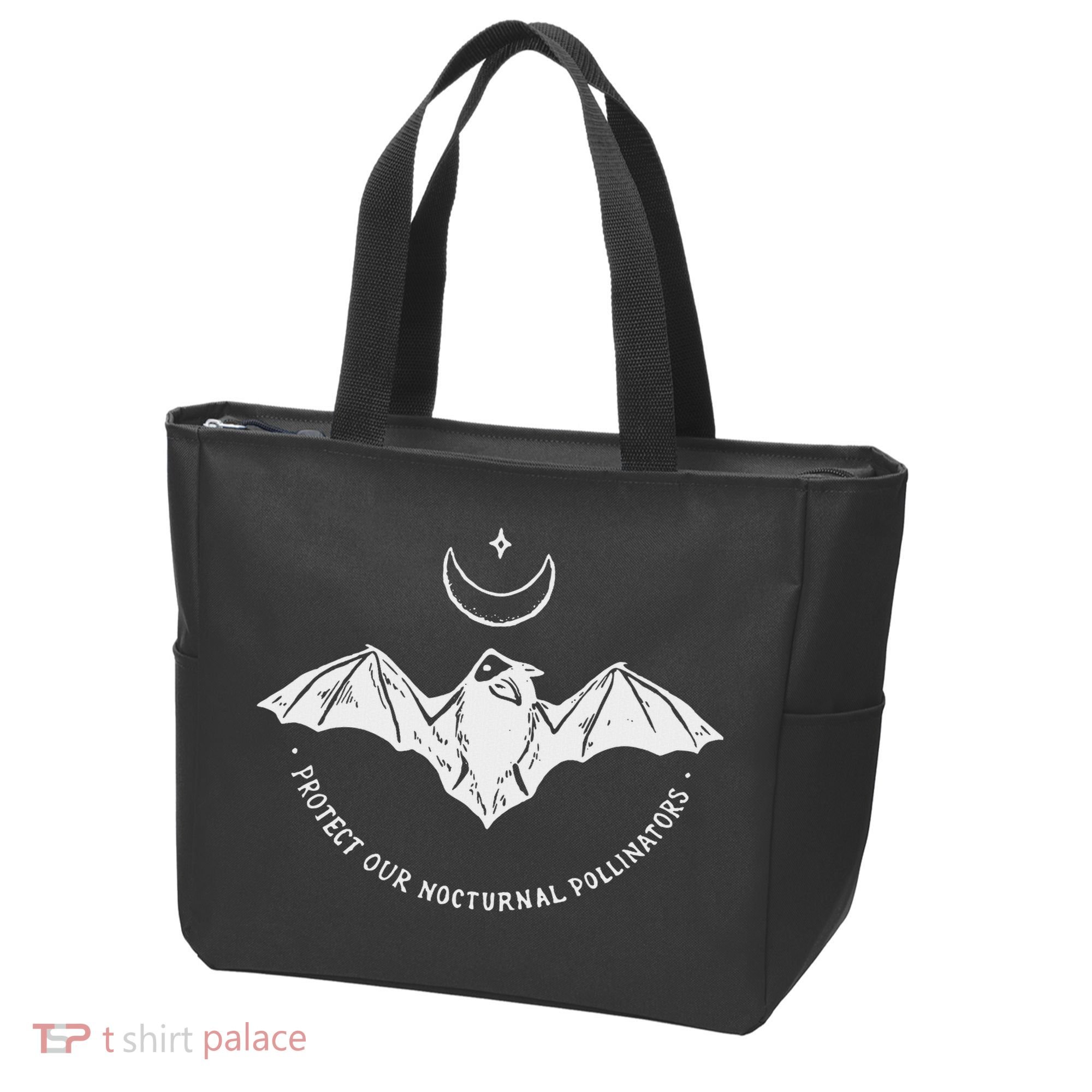 Protect Our Nocturnal Polalinators Bat With Moon Halloween Tote Bag
