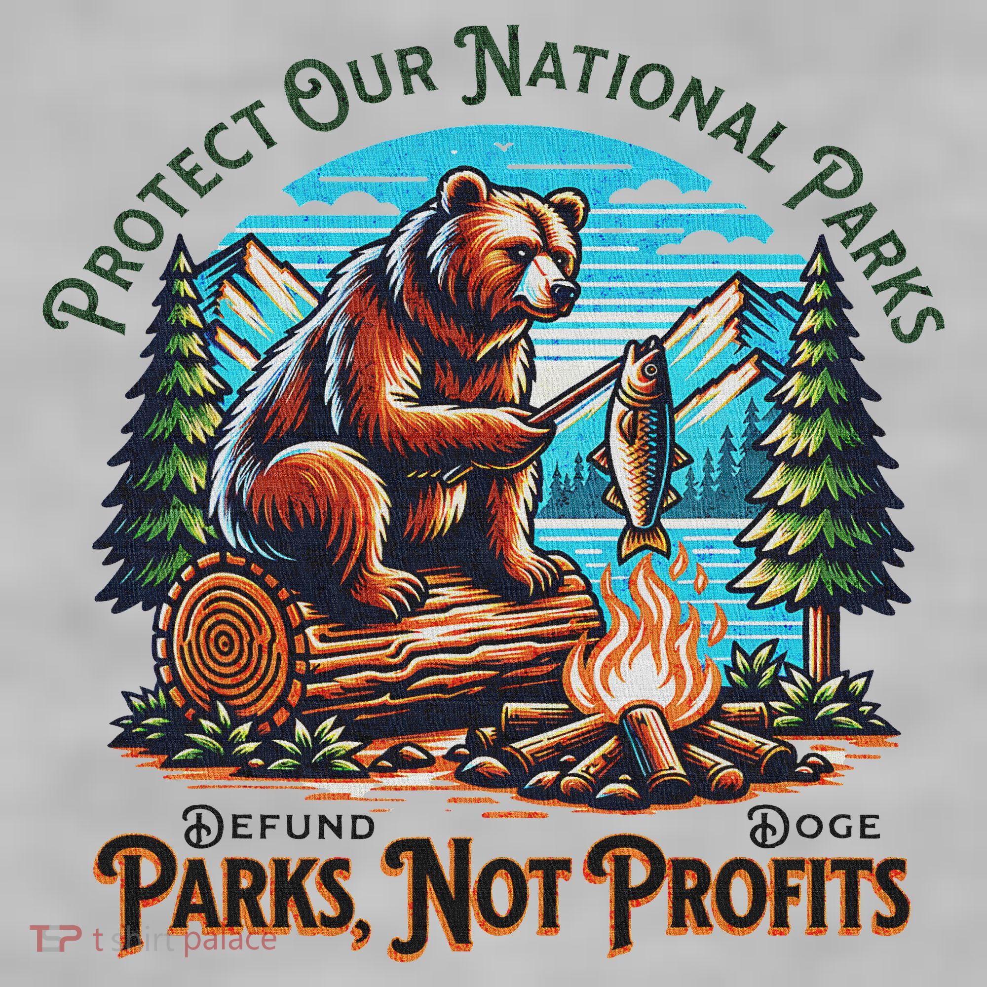 Protect Our National Parks Defund Doge Parks Not Profits Ladies PosiCharge Tri-Blend Wicking Tank