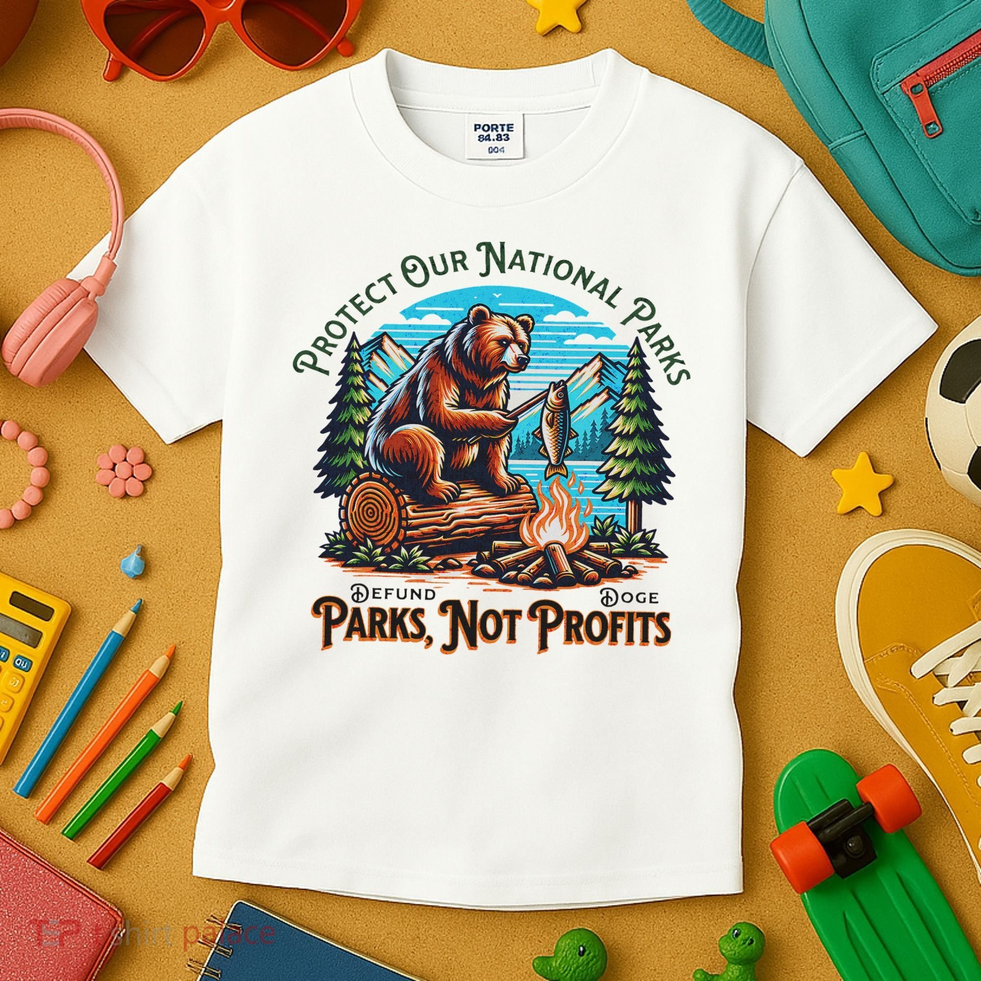 Protect Our National Parks Defund Doge Parks Not Profits Kids T-Shirt