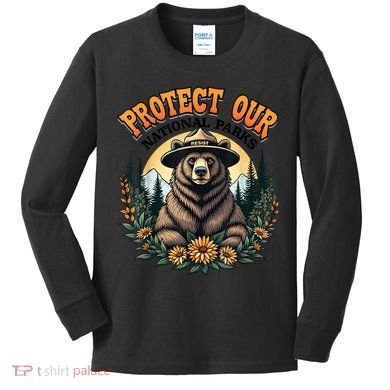 Protect Our National Parks Resist ALT US Bear Kids Long Sleeve Shirt