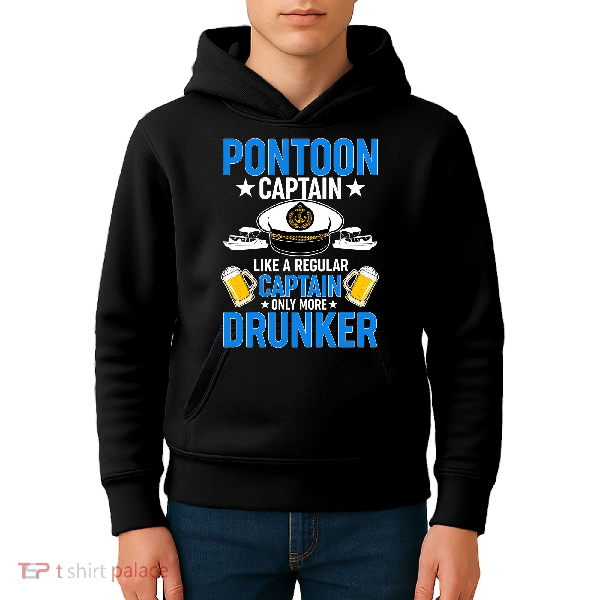 Pontoon Captain Like A Regular Captain Only More Drunker Beer Kids Hoodie