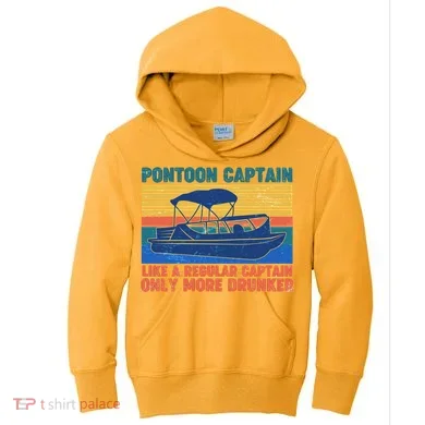 Pontoon Drunk Captain Kids Hoodie