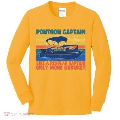 Pontoon Drunk Captain Kids Long Sleeve Shirt