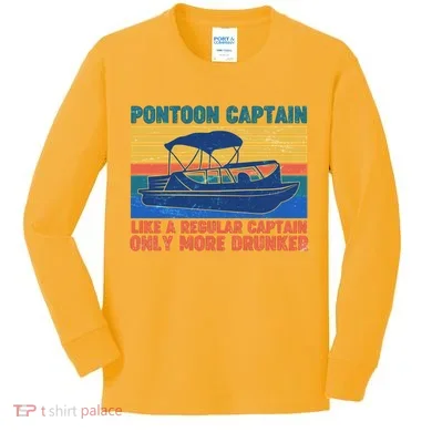 Pontoon Drunk Captain Kids Long Sleeve Shirt