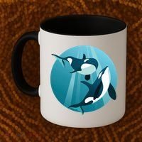 Pair Of Orcas Swimming Coffee Mug thumb 2