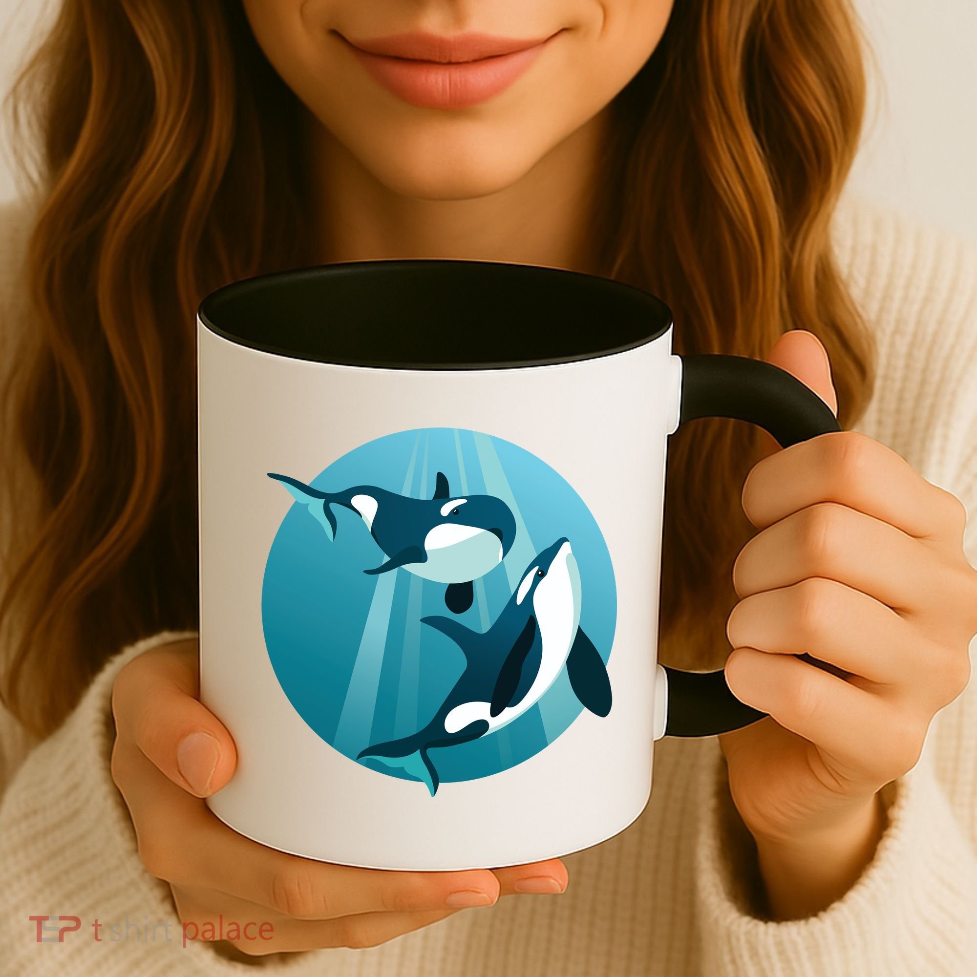 Pair Of Orcas Swimming Coffee Mug