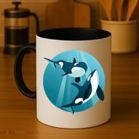 Pair Of Orcas Swimming Coffee Mug thumb 4
