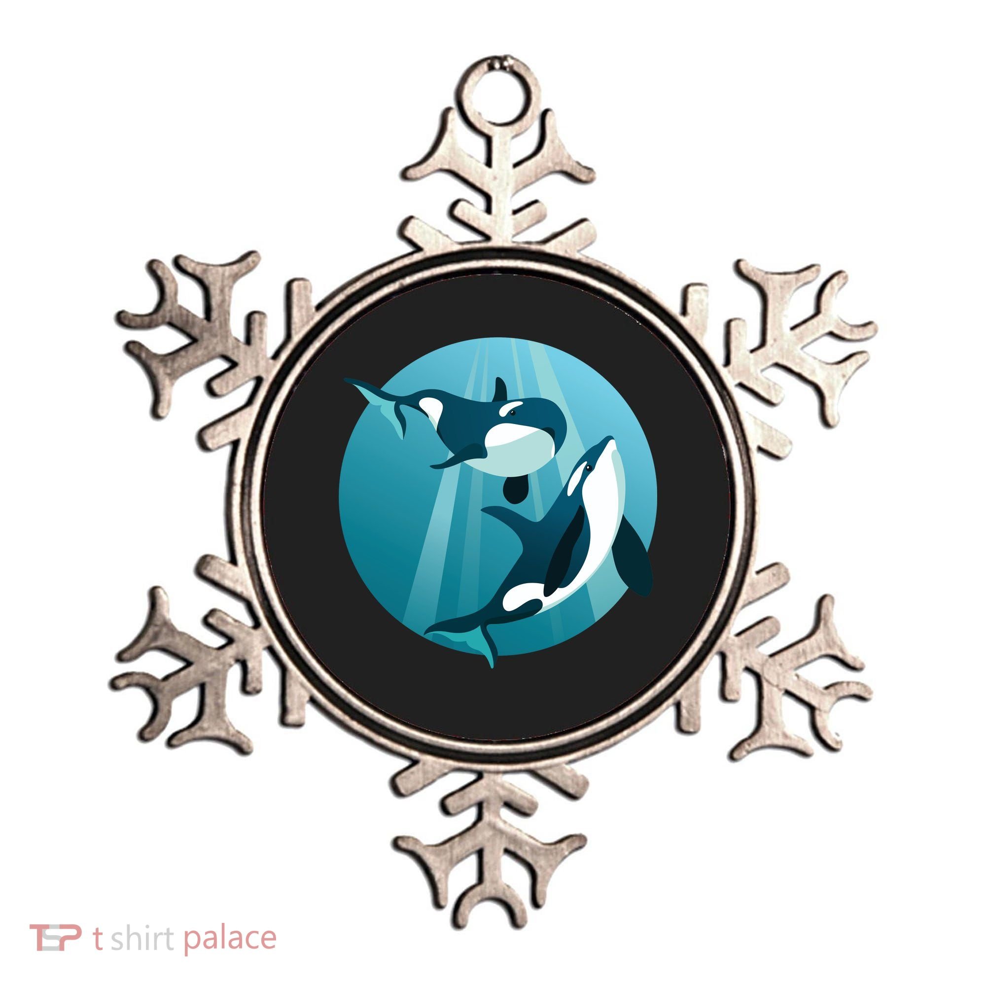 Pair Of Orcas Swimming Ornament