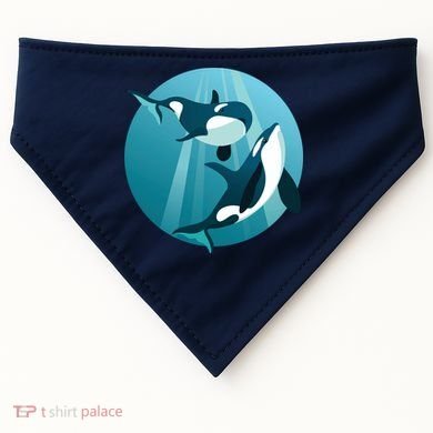 Pair Of Orcas Swimming USA-Made Doggie Bandana