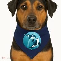 Pair Of Orcas Swimming USA-Made Doggie Bandana thumb 1