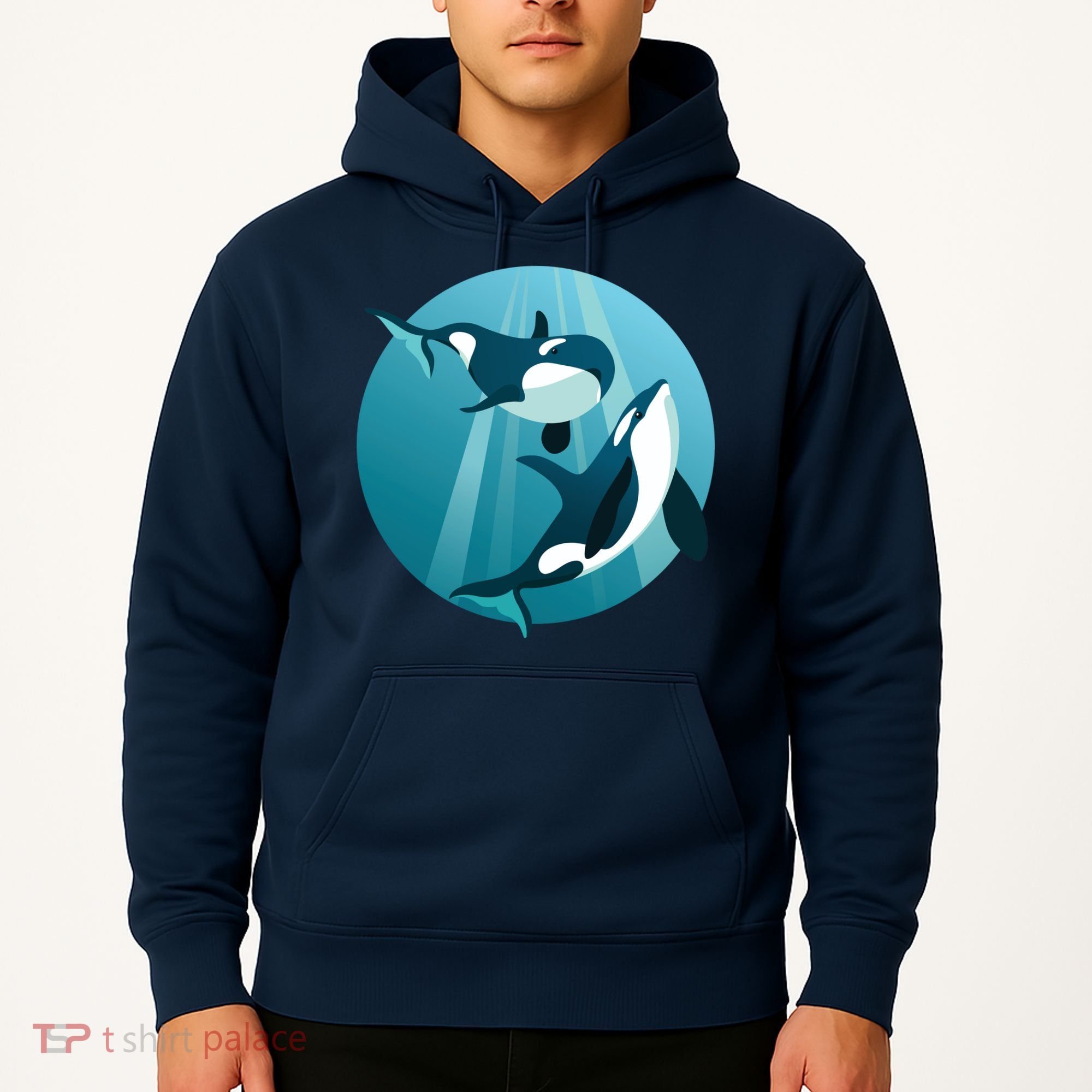 Pair Of Orcas Swimming Hoodie