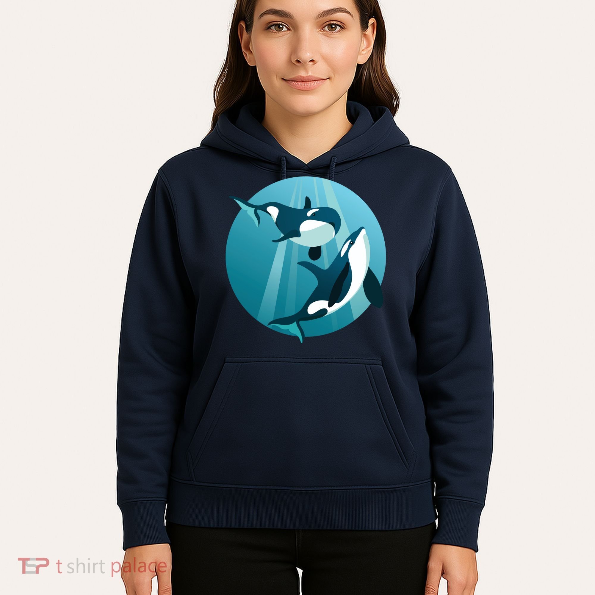 Pair Of Orcas Swimming Hoodie