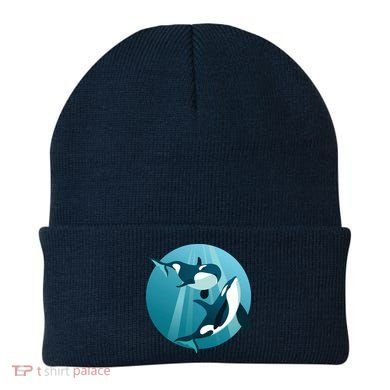 Pair Of Orcas Swimming Beanie