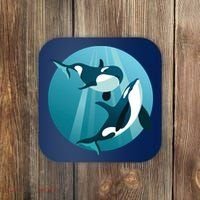Pair Of Orcas Swimming Coaster thumb 0