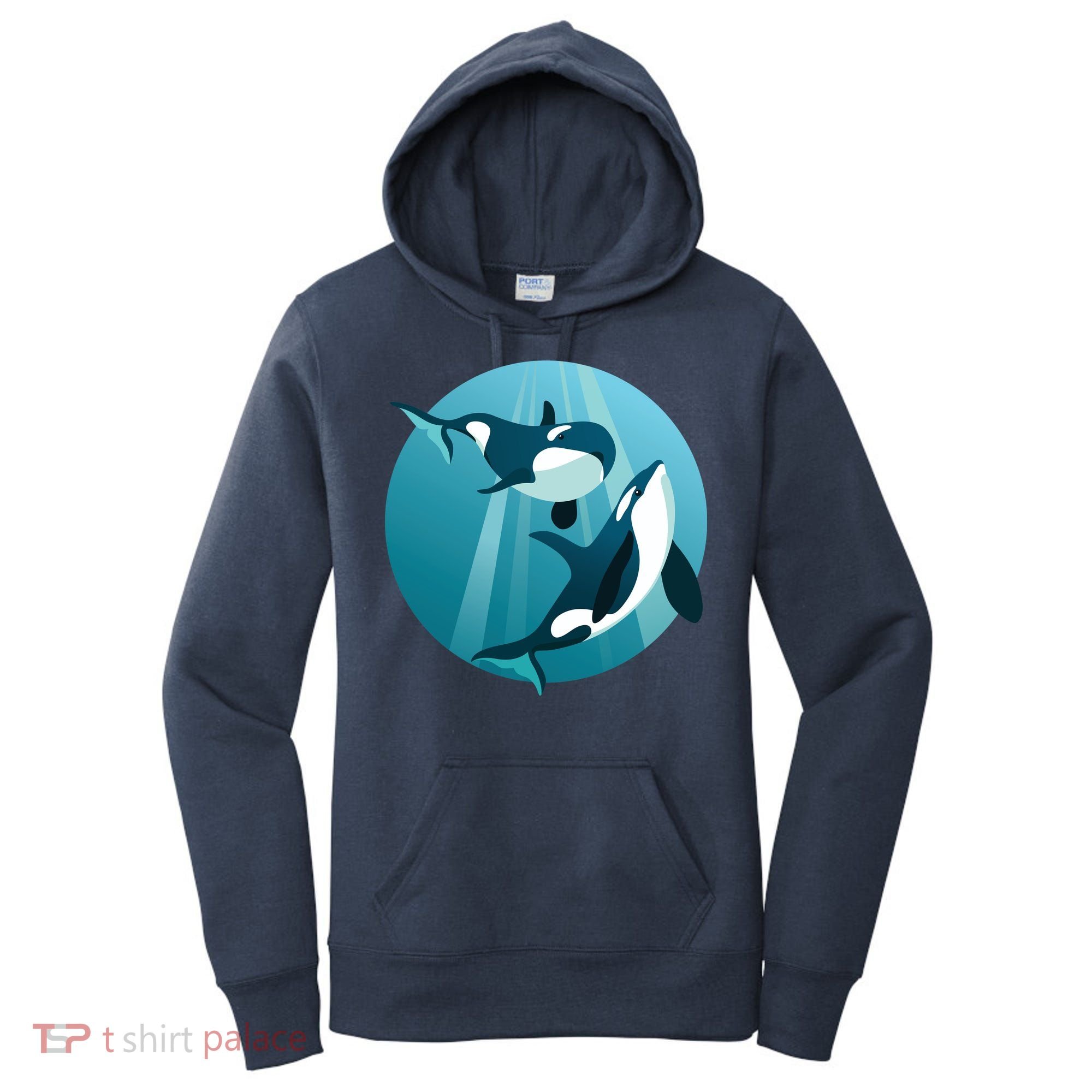 Pair Of Orcas Swimming Women's Hoodie