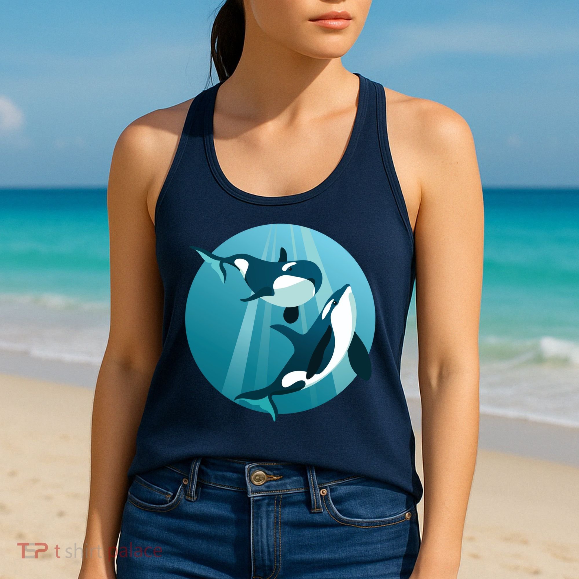 Pair Of Orcas Swimming Women's Tank Top